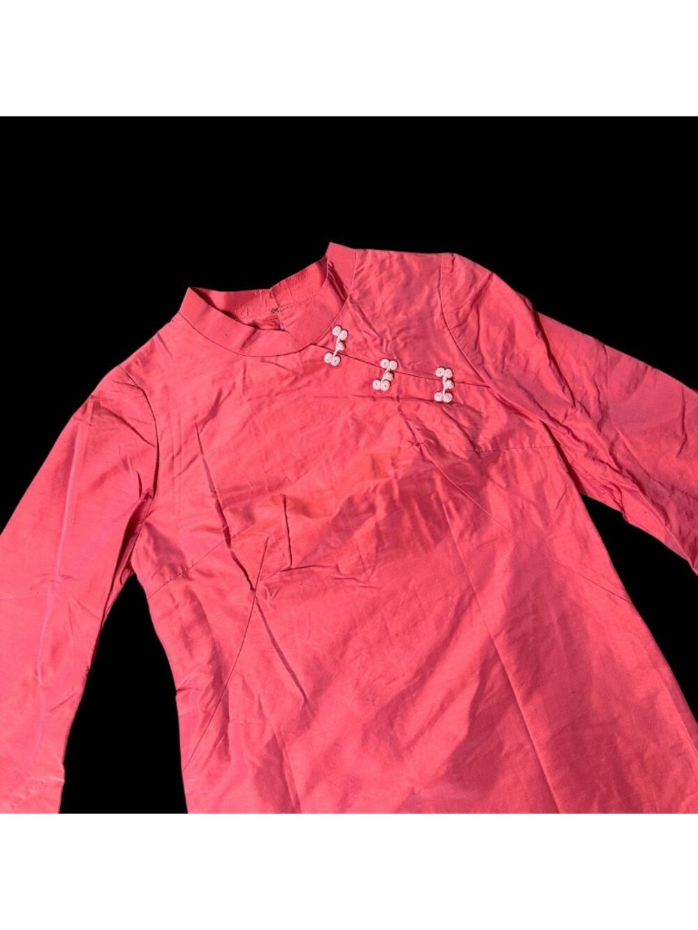 Vintage Pink Dress Handmade 1950s Asian Style Mid Century Cocktail Party Summer